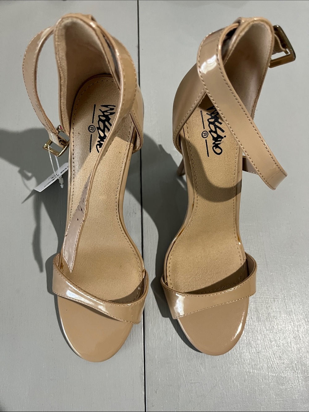 Mossimo Supply Co. Beige Nude Patent Ankle-Strap Stiletto Heels